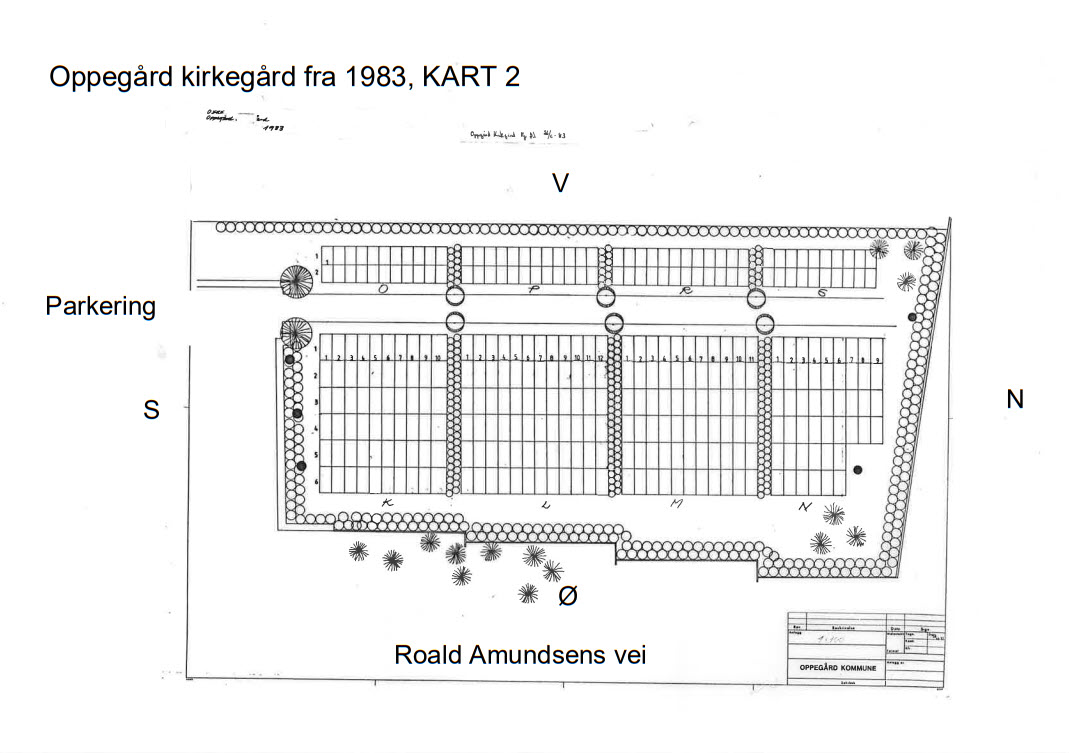 Kart over Oppegård kirkegård del 2. Illustrasjon.